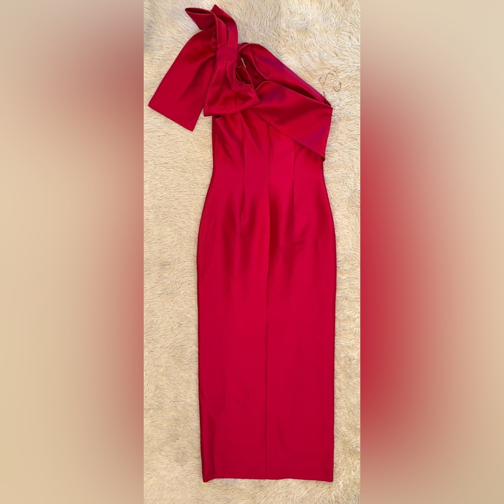 Sachin and Babi BONNIE one shoulder bow Berry Gown sz 4 - Picture 6 of 7